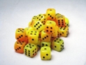 Chessex (26842): D6: 12mm: Gemini: Orange Yellow/Black 
