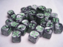 Chessex (26845): D6: 12mm: Gemini: Black Grey/Green 