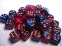 Chessex (26847): D6: 12mm: Gemini: Blue Magenta/Gold 