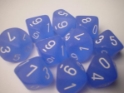 Chessex (27206): D10: Frosted: Blue/White 