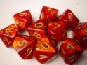 Chessex (27214): D10: Scarab: Scarlet/Gold 