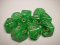Chessex (27235): D10: Vortex: Green/Gold 