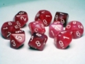 Chessex (27284): D10: Phantom: Cranberry/White 