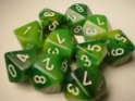 Chessex (27285): D10: Phantom: Green/White 