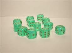 Chessex (27625): D6: 16mm: Borealis: Light Green/Gold 