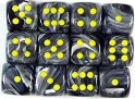 Chessex (27638): D6: 16mm: Vortex: Black/Yellow 