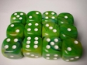 Chessex (27685): D6: 16mm: Phantom: Green/White 