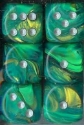 Chessex (27695): D6: 16mm: Lustrous: Green/Gold w/ Silver 