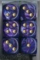 Chessex (27697): D6: 16mm: Lustrous: Purple/Gold 