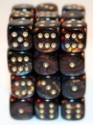 Chessex (27819): D6: 12mm: Scarab: Blue Blood/Gold 