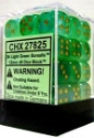 Chessex (27825): D6: 12mm: Borealis: Light Green/Gold 