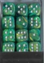 Chessex (27895): D6: 12mm: Lustrous: Green/Silver 