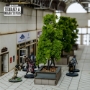 4Ground Miniatures: 28mm: Terrain &amp; Objectives: Seated Planters with Trees - FGR28S-TAO-134 [5060486902088]