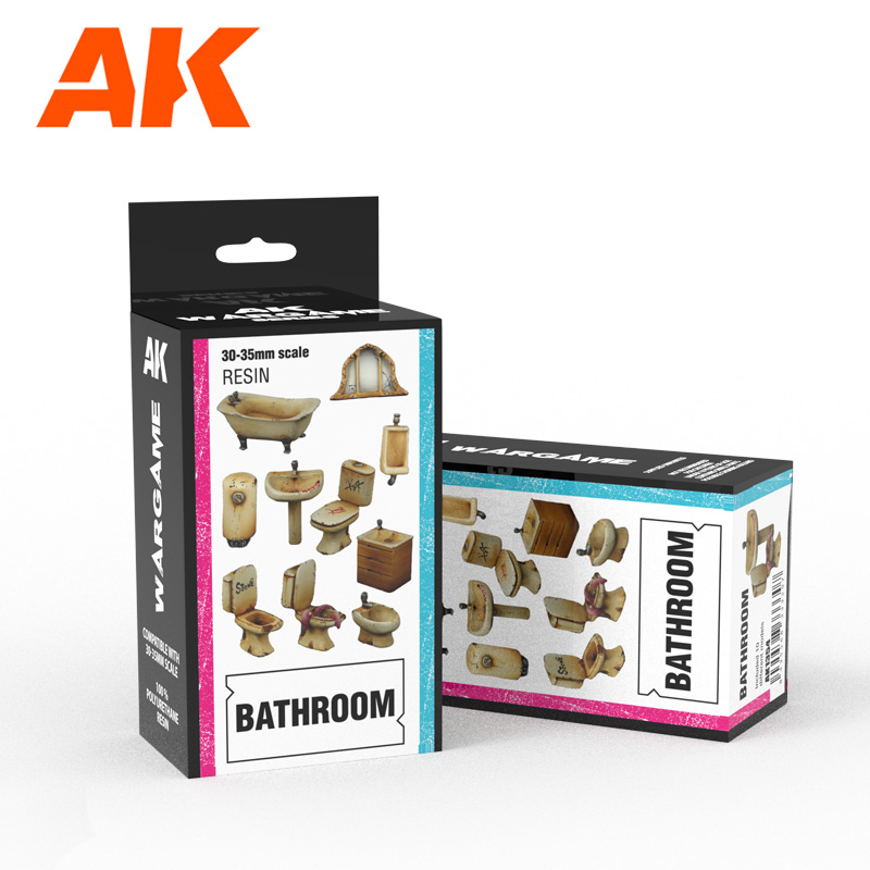 AK Interactive: Wargame Set 100% Polyurethane Resin Compatible With 30-35MM Scale: Bathroom 