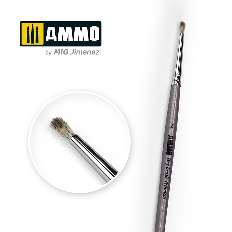 Ammo MIG: Drybrush Technical Brush, 2 