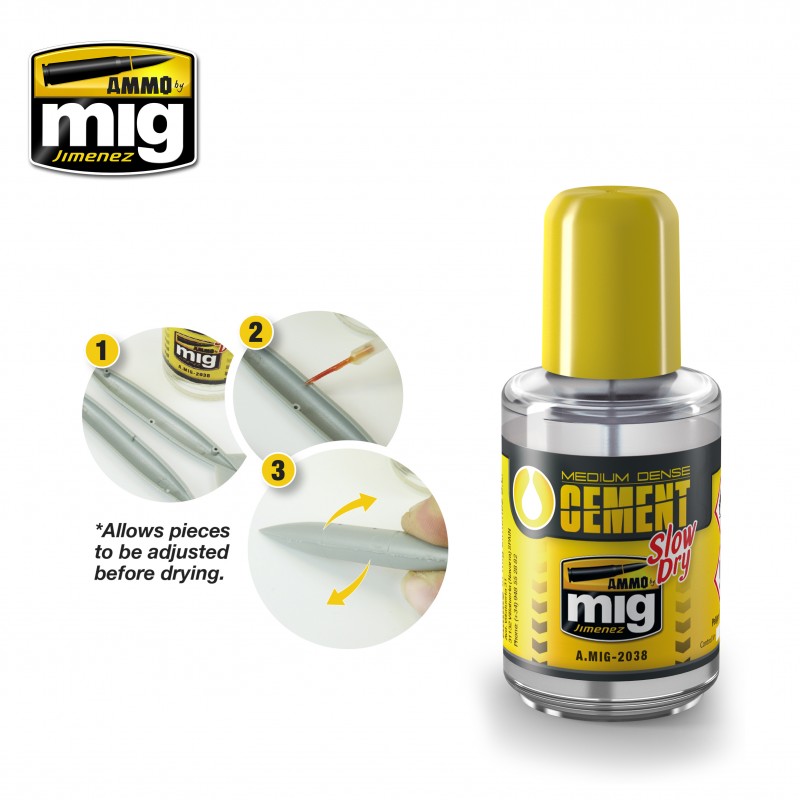 Ammo MIG: Medium Dense Cement Slow Dry 30ml 