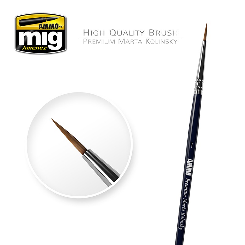 Ammo MIG: Premium Marta Kolinsky Round Brush, 1 