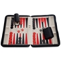 Backgammon: 9" Black Leatherette/Grey Stripe - WE22-6009 [658956260094]