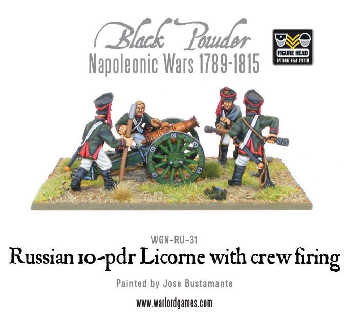 Black Powder Napoleonic Wars: Russian 10-pdr Licorne with crew firing 