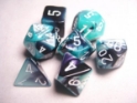 Chessex (26446): Polyhedral 7-Die Set: Gemini: Black Shell/White 