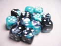 Chessex (26646): D6: 16mm: Gemini: Black Shell/White 