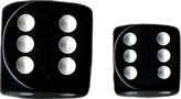 Chessex (25808): D6: 12mm: Opaque: Black/White 