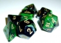 Chessex (26439): Polyhedral 7-Die Set: Gemini: Black Green/Gold 