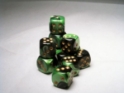 Chessex (26639): D6: 16mm: Gemini: Black Green/Gold 
