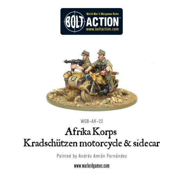 Bolt Action: German: Afrika Korps Kradschutzen Motorcycle and Sidecar 