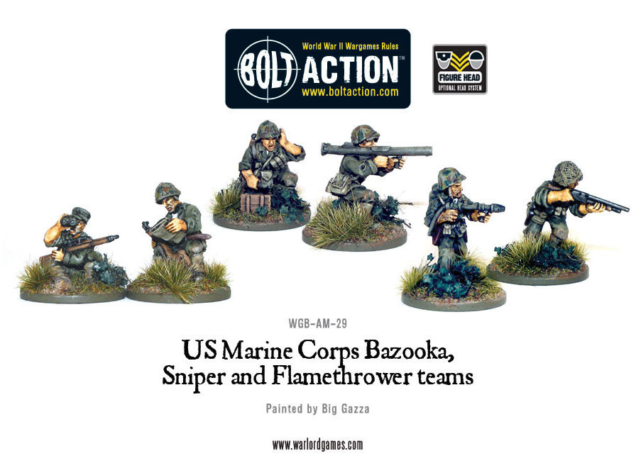 Bolt Action: USA: US Marine Corps Bazooka, Sniper & Flamethrower Teams 