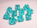 Chessex (23215): D10: Translucent: Teal/White 