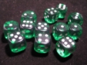 Chessex (23605): D6: 16mm: Translucent: Green/White 