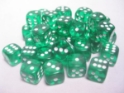 Chessex (23805): D6: 12mm: Translucent: Green/White 
