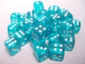 Chessex (23815): D6: 12mm: Translucent: Teal/White 