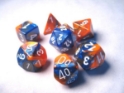 Chessex (26452): Polyhedral 7-Die Set: Gemini: Blue-Orange/White 