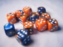 Chessex (26652): D6: 16mm: Gemini #6: Blue-Orange/White 