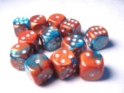 Chessex (26653): D6: 16mm: Gemini #6: Copper-Teal/Silver 
