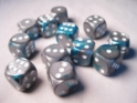 Chessex (26656): D6: 16mm: Gemini #6: Steel-Teal/White 
