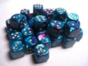 Chessex (26849): D6: 12mm: Gemini: Purple Teal/Gold 