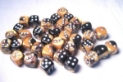 Chessex (26851): D6: 12mm: Gemini #6: Black-Gold/Silver 