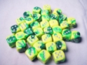 Chessex (26854): D6: 12mm: Gemini #6: Green-Yellow/Silver 