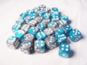 Chessex (26856): D6: 12mm: Gemini #6: Steel-Teal/White 
