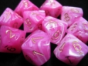 Chessex (27254): D10: Vortex: Pink/Gold 