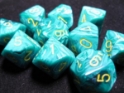 Chessex (27255): D10: Vortex: Malachite Green/Yellow 