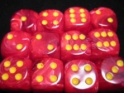 Chessex (27644): D6: 16mm: Vortex: Red/ Yellow 