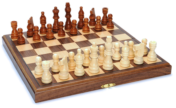 Chess Set, Folding Wood 11.5" Walnut 