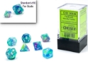 Chessex (20546): Mini Polyhedral 7-Die Set: Festive: Waterlily/White 