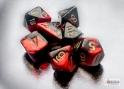 Chessex (20633): Mini Polyhedral 7-Die Set: Gemini Black-Red/Gold 