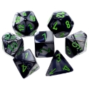Chessex (20645): Mini Polyhedral 7-Die Set: Gemini Black-Grey/Green 