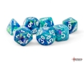 Chessex (22546): Mega-Hedral 7-Die Set: Festive (Waterlilly / White) 
